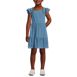 Girls Smocked Flutter Sleeve Gauze Tank Dress, Front