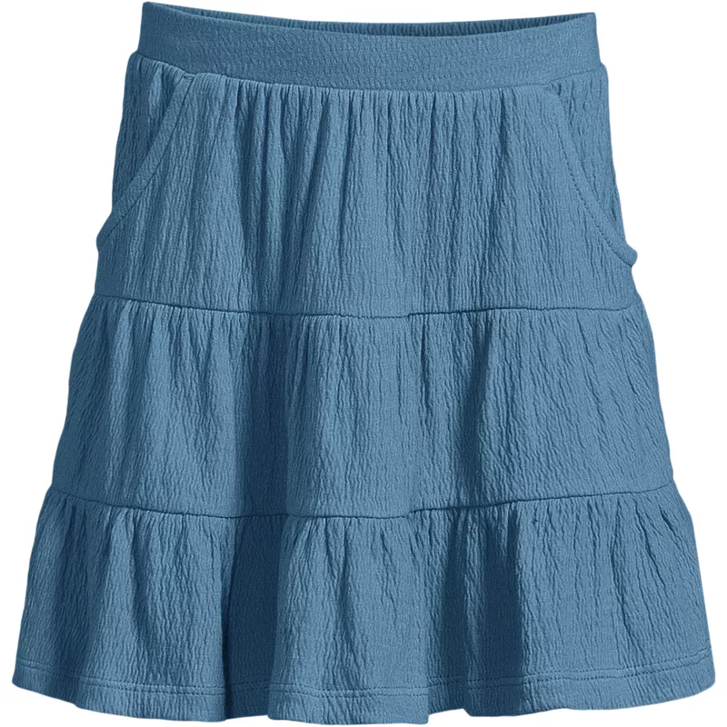 Girls Knit Gauze Tiered Skirt, Front