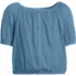 Girls Short Sleeve Knit Gauze Puff Sleeve Top, Front