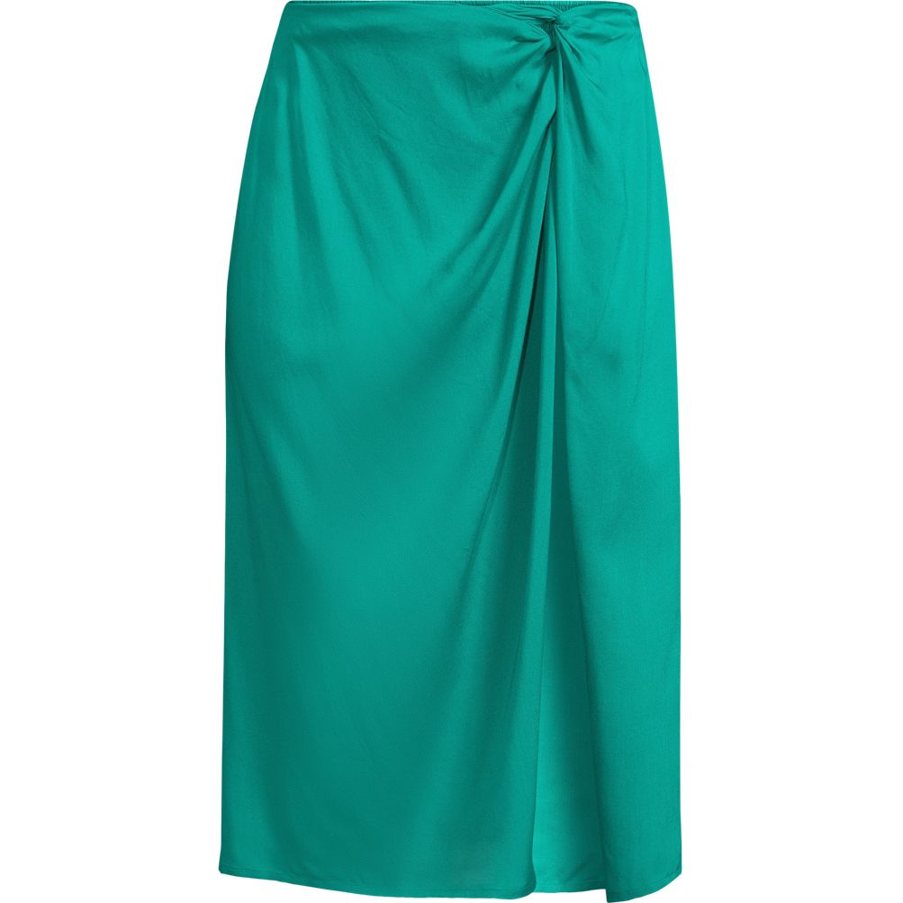 Women's Twist Front Knee Length Swim Cover-up Skirt | Lands' End
