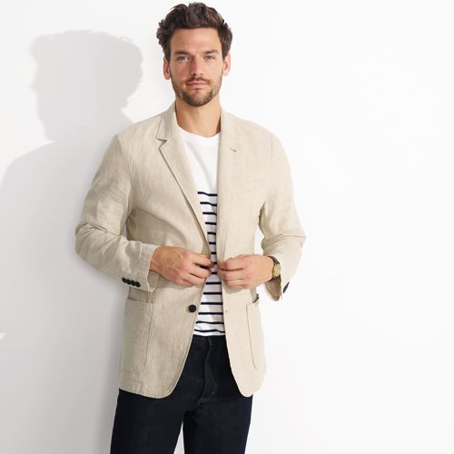 Blazer en Lin et Coton Homme Stature Standard