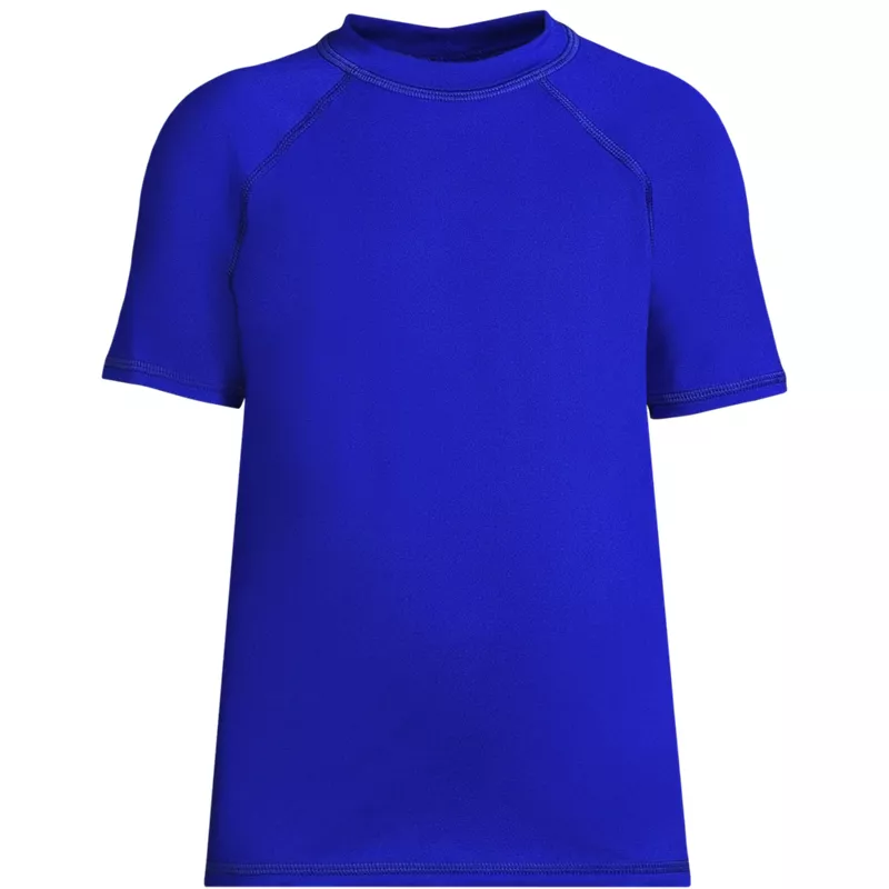 Boys Chlorine Resistant Short Sleeve Crew Neck UPF 50 Rash Guard, Front