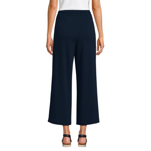 Women's Sport Knit Elastic Waist Wide Leg Crop Pants, Back