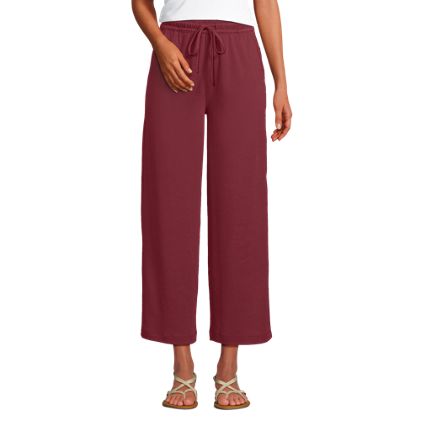 Women's Sport Knit Elastic Waist Wide Leg Crop Pants - image 4