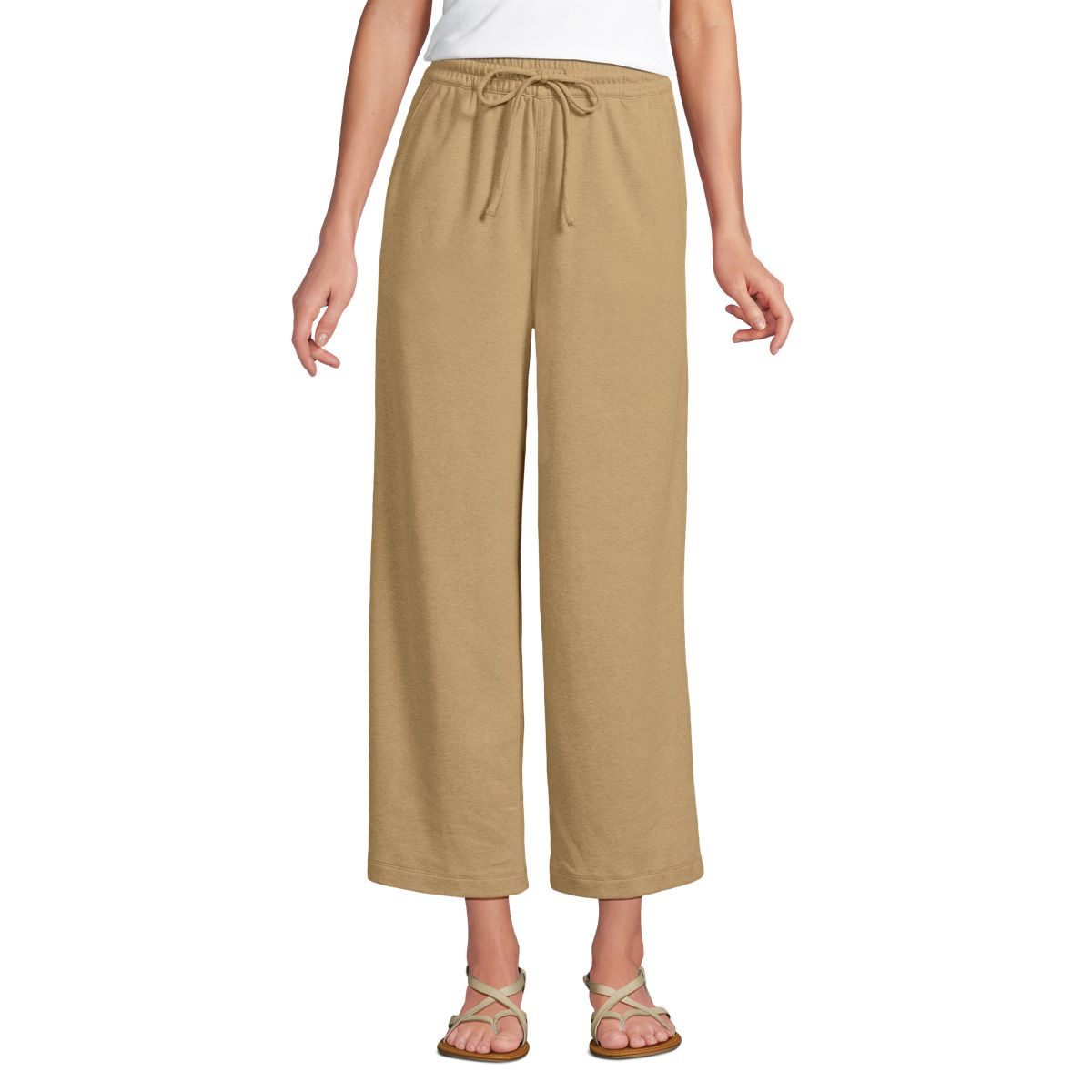 Women's Sport Knit Elastic Waist Wide Leg Crop Pants