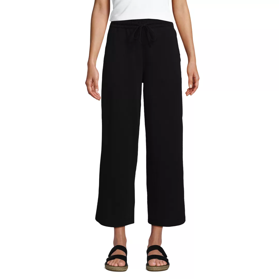 Women's Sport Knit Elastic Waist Wide Leg Crop Pants