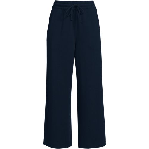 Women's Sport Knit Elastic Waist Wide Leg Crop Pants, Front
