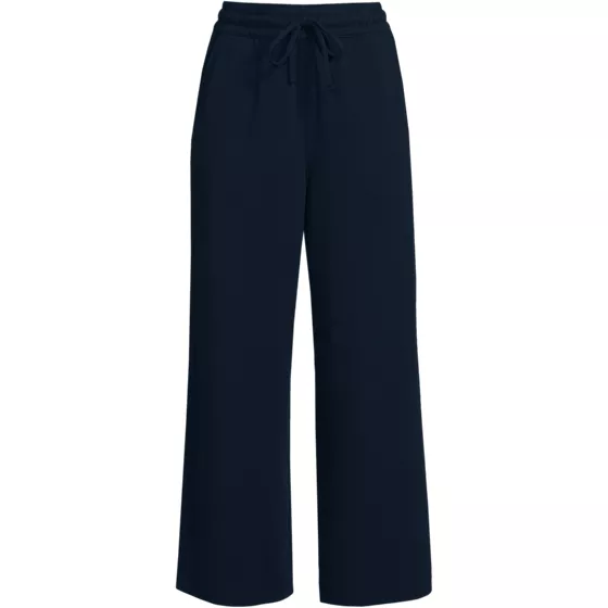 Women's Plus Size Sport Knit Elastic Waist Wide Leg Crop Pants - primary