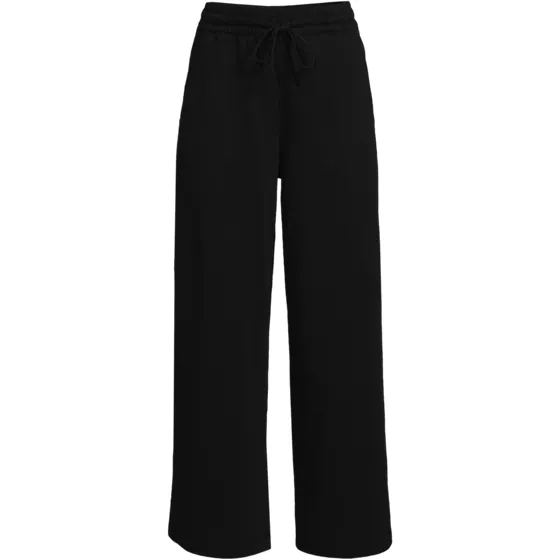 Women's Plus Size Sport Knit Elastic Waist Wide Leg Crop Pants - primary