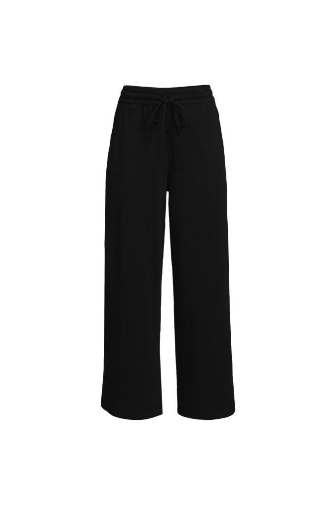 Women's Plus Size Sport Knit Elastic Waist Wide Leg Crop Pants - Lands' End - Black - 1X