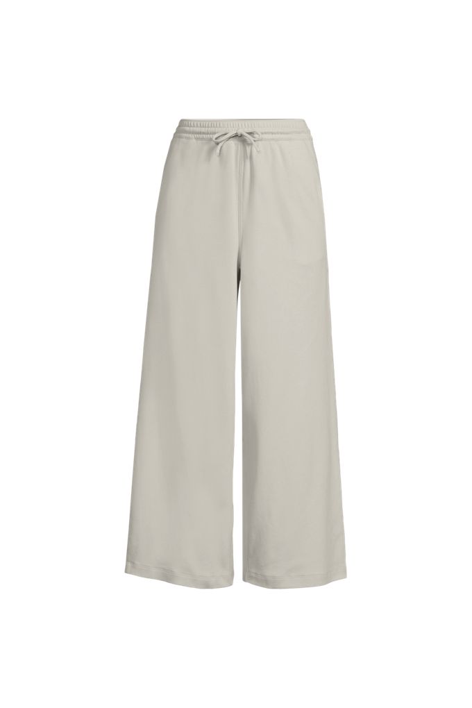 Lands' End Women's Tall Sport Knit Elastic Waist Wide Leg Crop Pants In Tan