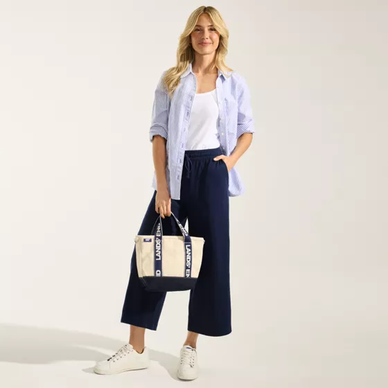 Women's Sport Knit Elastic Waist Wide Leg Crop Pants - primary
