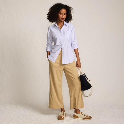 Women's Cropped Fine Gauge Crew Neck Cardigan Sweater