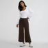 Women's Petite Sport Knit Elastic Waist Wide Leg Crop Pants, alternative image