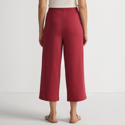 Women's Sport Knit Elastic Waist Wide Leg Crop Pants - image 1