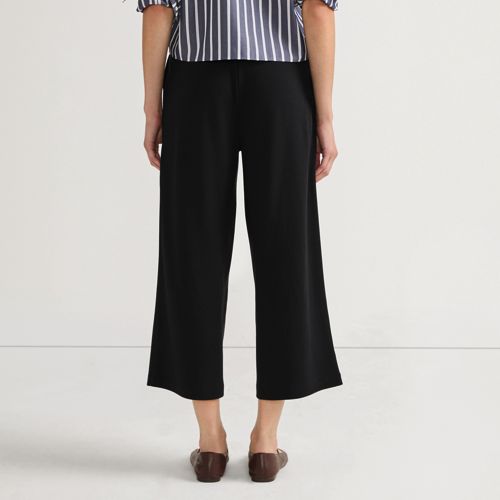 Women's Sport Knit Elastic Waist Wide Leg Crop Pants, Back