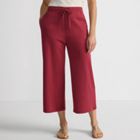 Women's Sport Knit Elastic Waist Wide Leg Crop Pants