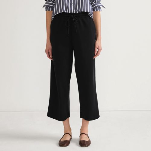 Women's Sport Knit Elastic Waist Wide Leg Crop Pants, Front