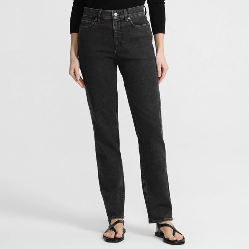  Lands' End Naturfarbene Straight Fit Jeans High Waist, Damen, Größe:34 71 Petite, Schwarz, Baumwoll-mischung/polyester-mischung, By Lands' End 