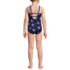 Girls Chlorine Resistant Twist Front One Piece Swimsuit UPF Dress Coverup Set, Back