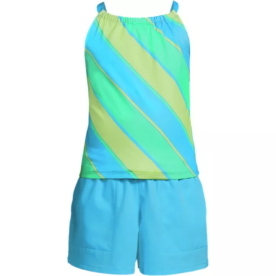 Girls Chlorine Resistant Tankini Top Woven Short Set - primary