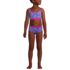 Girls Plus Chlorine Resistant Rash Guard Swim Top Bikini Top and Bottoms UPF 50 Swimsuit Set, Front