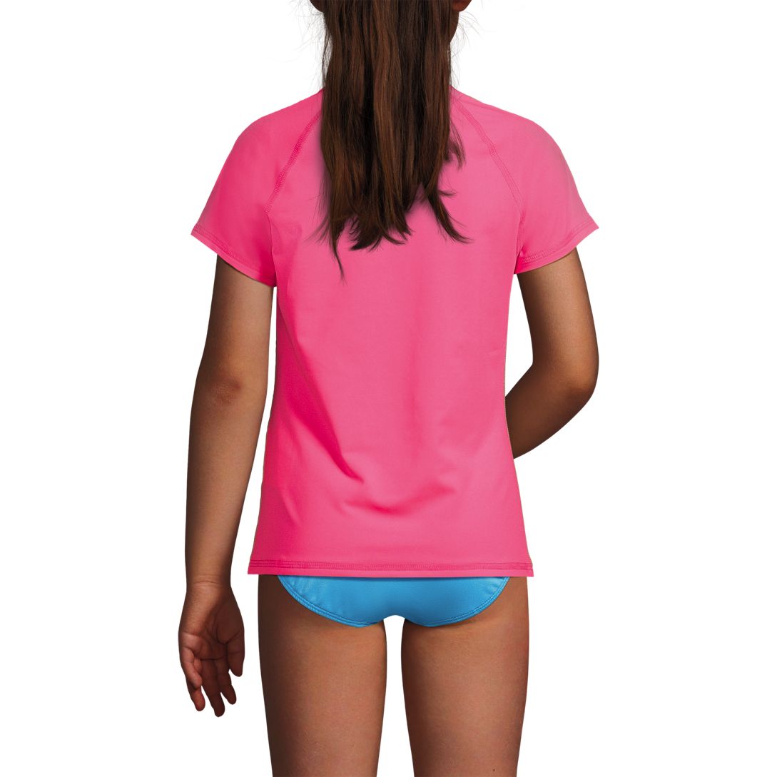 Girls Chlorine Resistant Short Sleeve Crew Neck UPF50 Rash Guard
