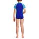 Girls Chlorine Resistant Short Sleeve One Piece Half Zip Swimsuit, Back