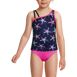 Girls Chlorine Resistant One Shoulder with Strap Tankini Top Swimsuit, Front