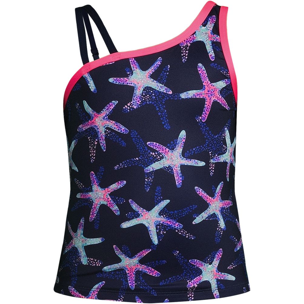 Girls Chlorine Resistant One Shoulder with Strap Tankini Top