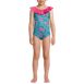 Girls Scoop Ruffle Neck One Piece Swimsuit, Front