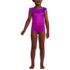 Girls Scoop Ruffle Neck One Piece Swimsuit, Front