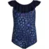 Girls Scoop Ruffle Neck One Piece Swimsuit, Front