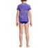 Girls Chlorine Resistant Short Sleeve Crew Neck UPF 50 Rash Guard Bikini Bottom Set, Back