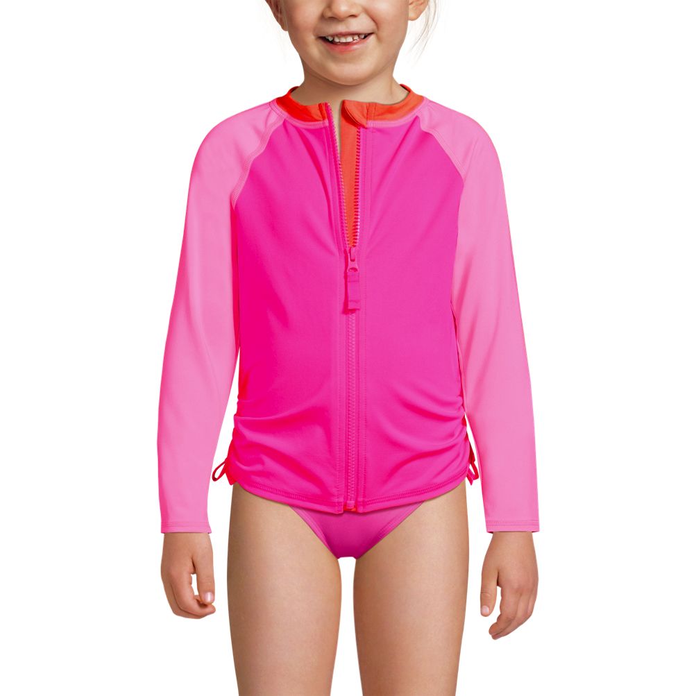 Zip Up Rash Guard with Long Sleeve PINK