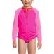 Girls Long Sleeve Zip Front UPF 50 Rash Guard, alternative image