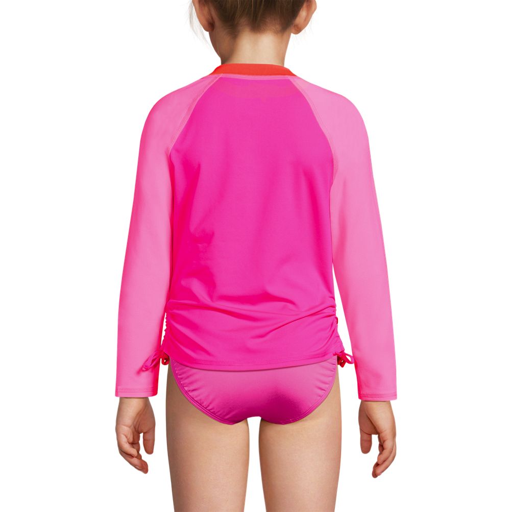 Girls Chlorine Resistant Short Sleeve One Piece Half Zip Swimsuit