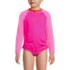 Girls Long Sleeve Zip Front UPF 50 Rash Guard, Front