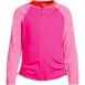 Girls Long Sleeve Zip Front UPF 50 Rash Guard, Front