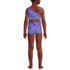 Girls Chlorine Resistant One Shoulder Cut Out One Piece Swimsuit, Back