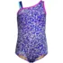Girls Plus Chlorine Resistant One Shoulder Cut Out One Piece Swimsuit, Front