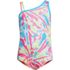 Girls Chlorine Resistant One Shoulder Cut Out One Piece Swimsuit, Front
