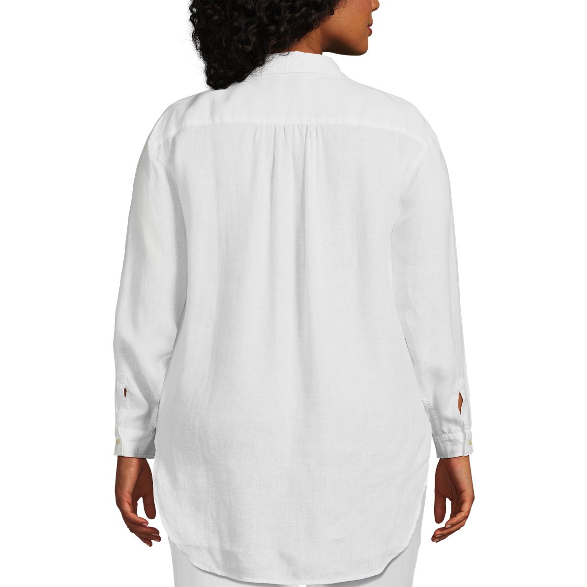 Women's Linen Roll Sleeve Oversized Relaxed Tunic Top