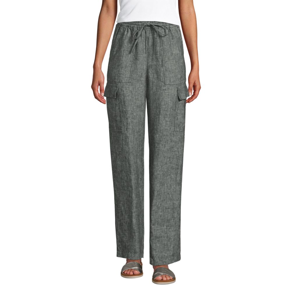 Women s High Rise Drawstring Linen Cargo Pants Lands End