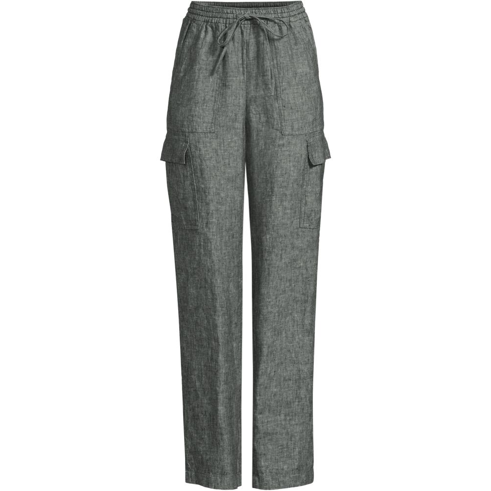Women s High Rise Drawstring Linen Cargo Pants Lands End