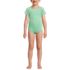 Girls Cap Sleeve Portrait One Piece Swimsuit Gingham, Front