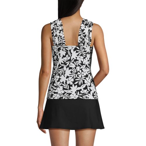 Women's Chlorine Resistant Cap Sleeve High Neck Tankini Swimsuit Top, Back