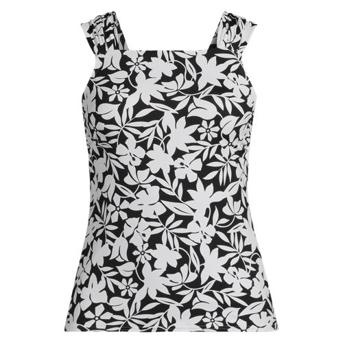 Women's Chlorine Resistant Cap Sleeve High Neck Tankini Swimsuit Top, Front