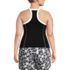 Women's Plus Size Chlorine Resistant High Neck Zip Front Racerback Tankini Swimsuit Top, Back