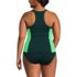 Women's Plus Size Chlorine Resistant High Neck Zip Front Racerback Tankini Swimsuit Top, Back